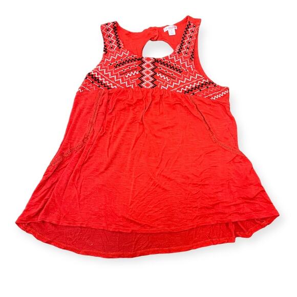 Xhilaration Orange Red Tank Top With Key Hole Boho Bohemian Normcore Size Medium - Picture 1 of 5